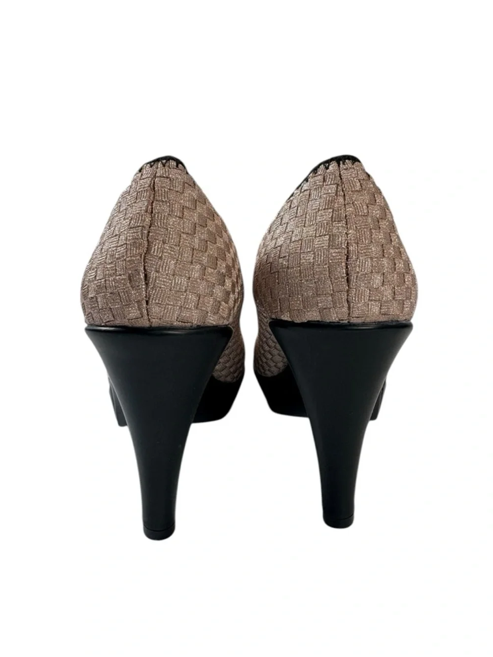 bernie mev. Legend 1 Woven Taupe Pumps with Black Platform Sz38 Comfort Heel NIB